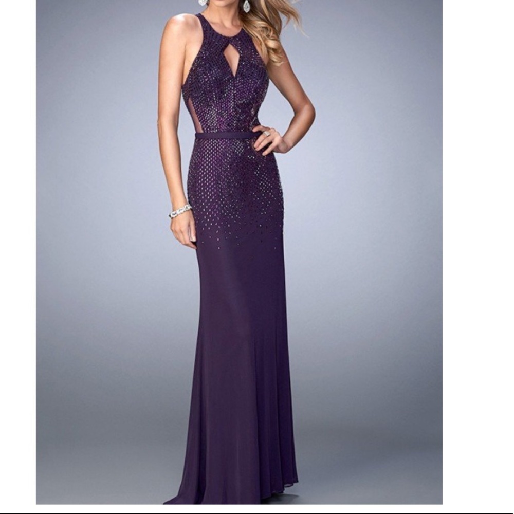 LaFemme Purple High Evening Gown